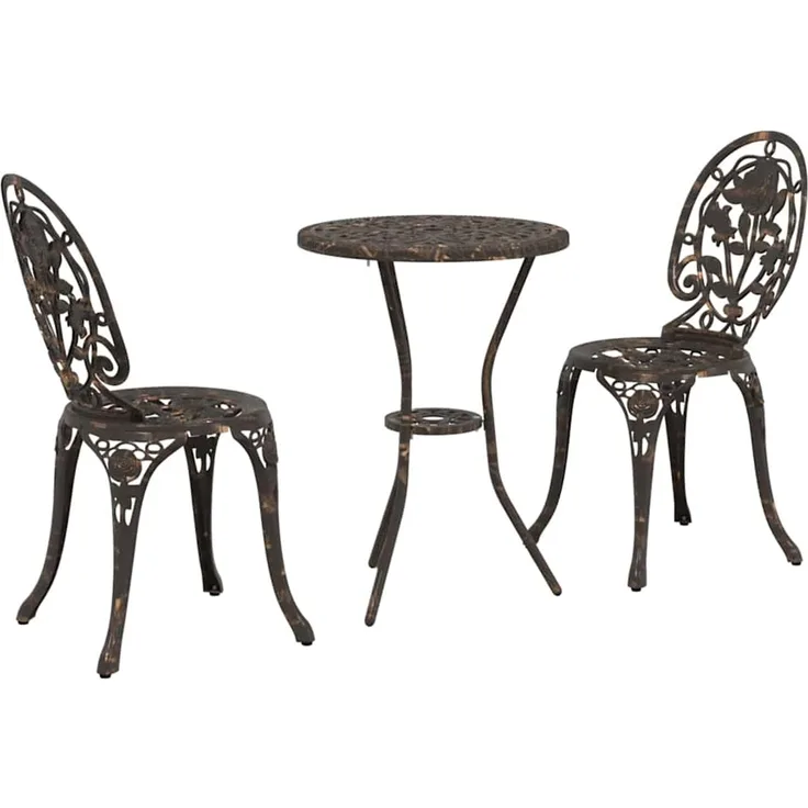 vidaXL Garten Bistro Set 3 pcs Bronze Aluminium 42002386