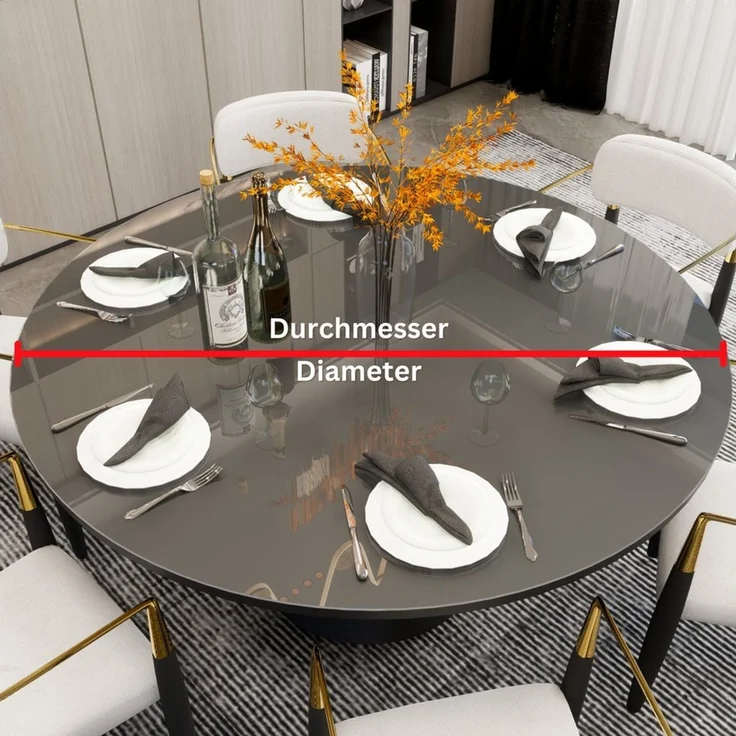 Blade Tischdecke Tischfolie Rund Transparente Glasklar 2 mm abgeschrägte Kante (Einzelartikel, Einzeln erhältlich), Kratzfest, geruchlos, REACH-konform, individuell zuschneidbar – Bild 1