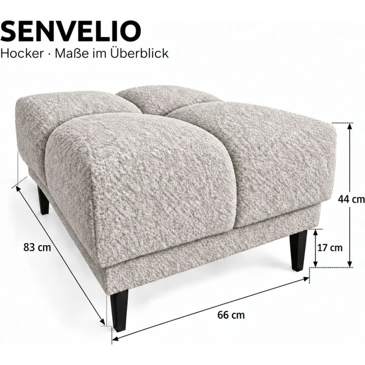 Ecksofa Schlafsofa SENVELIO RELAX inkl. Hocker Stoff Glam Hellgrau Ottomane Rechts – Bild 6