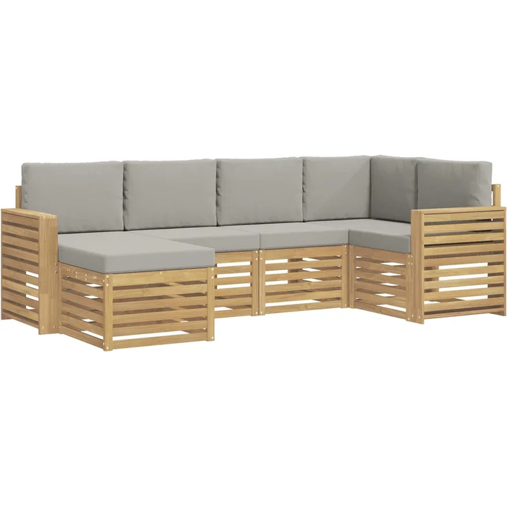 vidaXL Outdoor-Sofagarnitur 6 stk. 5-Sitzer Weiß und Hellgrau 3392121 – Bild 2