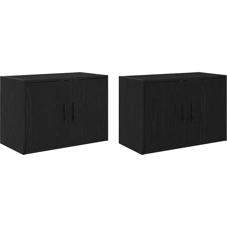 vidaXL Garagen-Wandschränke 2 Stk. Schwarz Holzwerkstoff 860646 – Bild 1