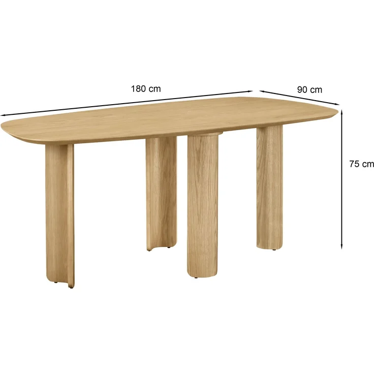 Selsey ‘Calnes’ Esstisch Eiche-Natur-Optik 180 x 90 cm – Bild 3