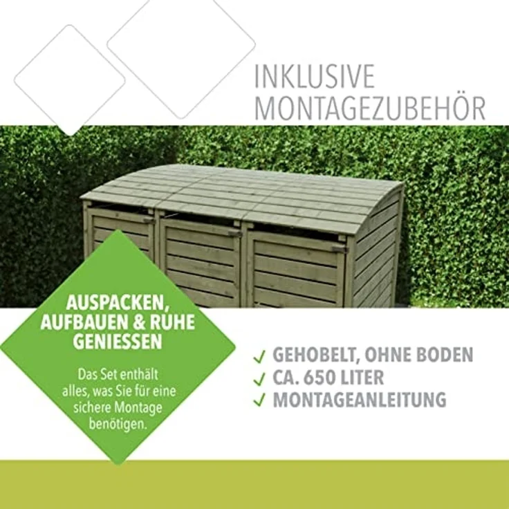 Tetzner & Jentzsch Mülltonnenbox HENRI Mülltonnenabtrennung 3-fach – Bild 4