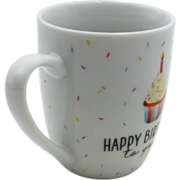 9502241 Kaffeebecher/Tasse aus Porzellan, Motiv: Happy Birthday. Größe H/Ø: 9,8 x 8,2 cm, Fassungsvermögen 250 ml, Spülmaschinengeeignet. – Bild 3