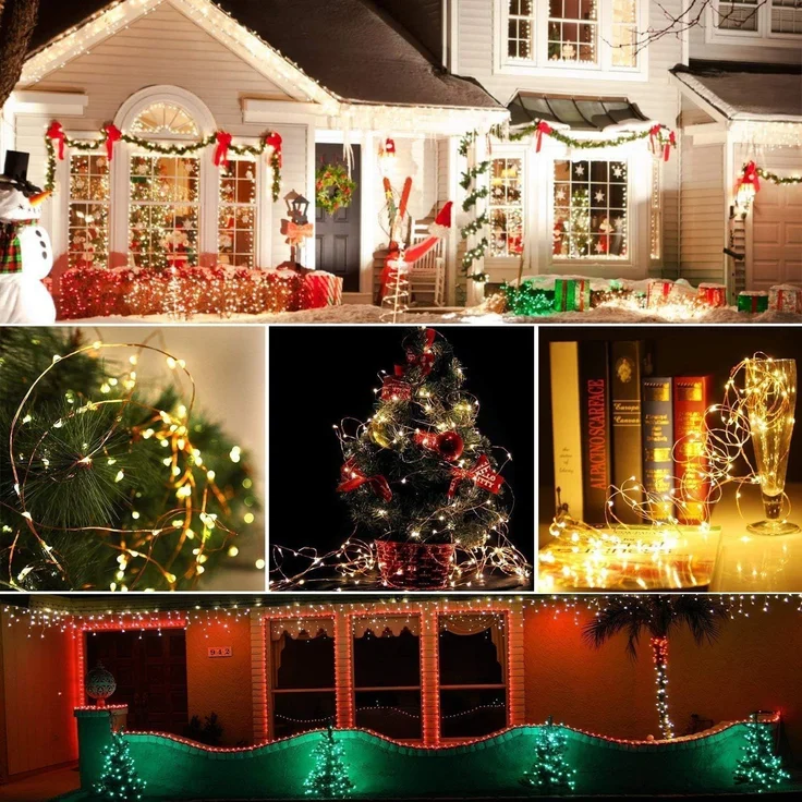 [2 Stück] Solar Lichterkette Außen, Useber 2x14M 120 LED Lichterkette Aussen, Kupferdraht Solarlichterkette Wetterfest für Balkon,Bäume,Terrasse,Hochzeit,Party,Garten,Hof,Tor (Warmweiß) – Bild 7
