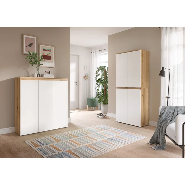 Universalschrank (B/H/T: 190x175x37 cm) in Evoke Oak Nachbildung und weiß – Bild 5