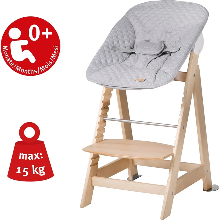 roba Treppenhochstuhl 'Born Up' - Set 2 in 1 - 'roba Style' grau - mit Liegefunktion - ab Geburt - Natur – Bild 11