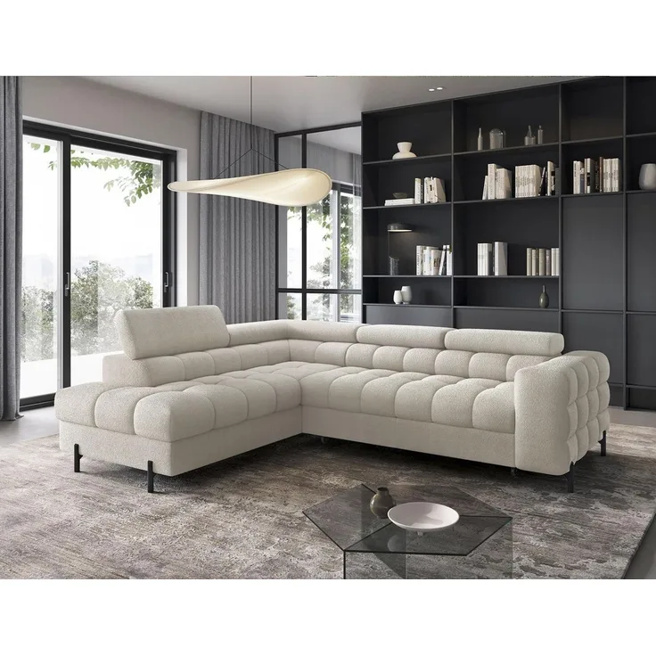 Compleo Ecksofa bubble mit verstellbaren Kopfstützen FERRO, Schlaffunktion, Bubble design