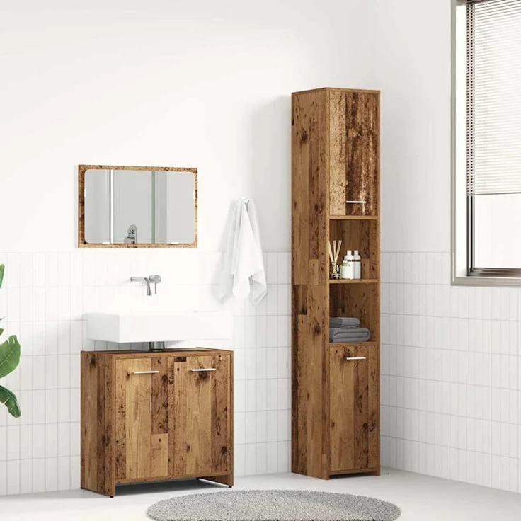 vidaXL 3-tlg. Badmöbel-Set Altholz-Optik Holzwerkstoff 3328561 – Bild 1