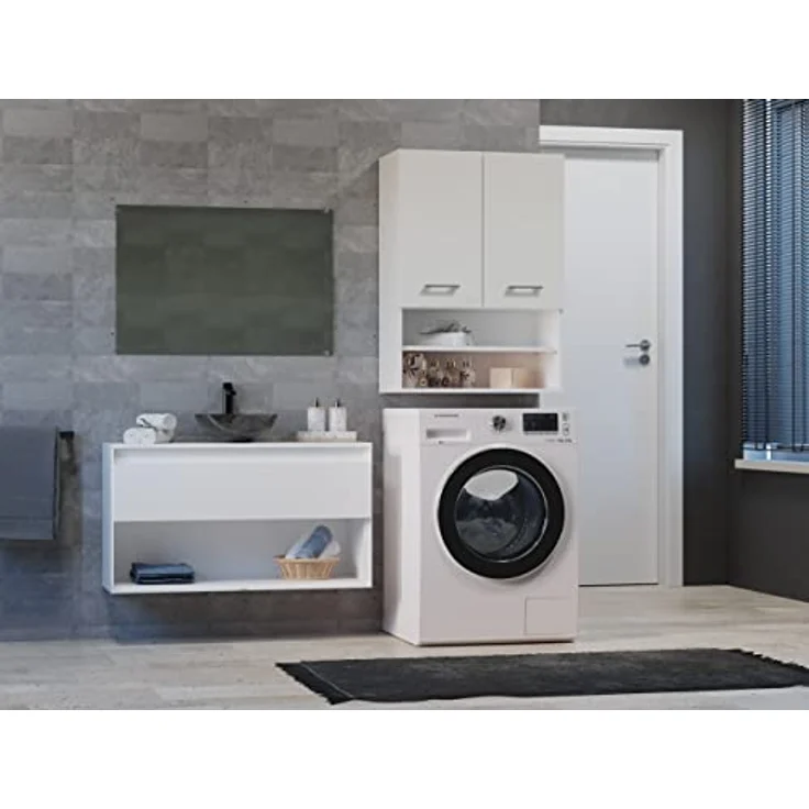 ibonto HÄNGESCHRANK Laminierte Platte Weiß 64 cm Breite, 90 cm Höhe und 30 cm Tiefe (H 90 x T 30 x B 64 cm) – Bild 8