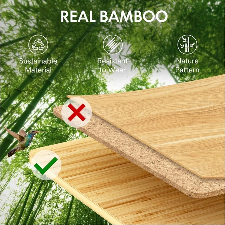 FLEXISPOT Schreibtisch Höhenverstellbarer Schreibtisch MIT Schubladen (mit kabellosem Laden, 4 Memory-Tasten, Schublade & Kabelmanagement), Doppelmotor, 3-stufige Beine, 140x70cm Bambusplatte, einfache Montage – Bild 3