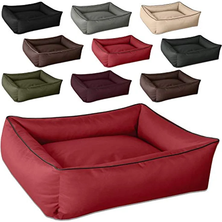 BedDog Hundebett MAX, großes Hundekörbchen aus Cordura, waschbares Hundebett mit Rand, Hundesofa vier-eckig (XXL) ca. 120x85x23cm, RED-WINE (rot) – Bild 4