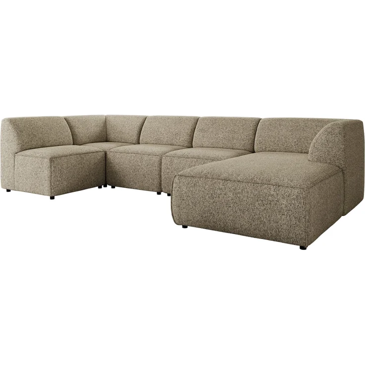 Modulares XXL-Ecksofa MODARO 5M, U-Form, Wohnlandschaft, 5-teilig, freistehend, Wohnzimmer Couch, HR-Schaumstoff - Taupe Stukture - Rechts – Bild 7