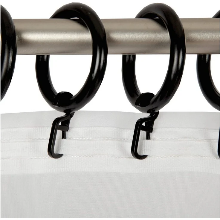 Bestlivings Gardinenstange, 1-läufig, Gardinenring - schwarz - Ø40mm, Gardinenring (silber) Ø40mm , Gardinenringe Ø40mm inkl. Faltenleghaken – Bild 1