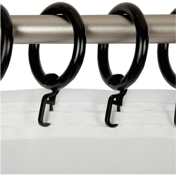 Bestlivings Gardinenstange, 1-läufig, Gardinenring - schwarz - Ø40mm, Gardinenring (silber) Ø40mm , Gardinenringe Ø40mm inkl. Faltenleghaken