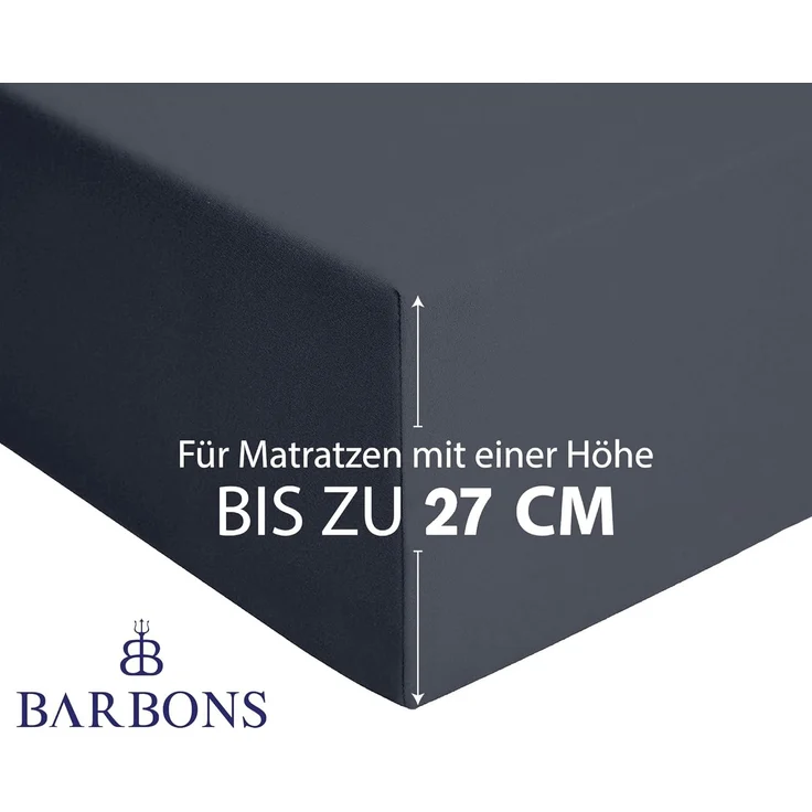 BARBONS Spannbettlaken 160x200 cm – 100% Baumwolle Oeko-TEX Zertifiziert Bettlaken Jersey Spannbetttuch Matratzenhöhe bis 25 cm Dunkelgrau - 160x200 – Bild 3