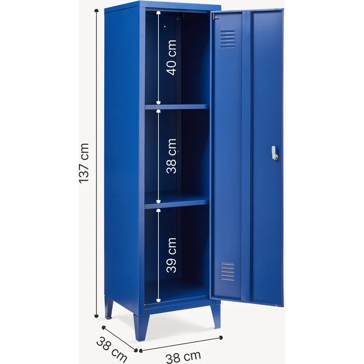 Einzelspind Kurikka 137x38x38 cm Blau [en. casa] – Bild 5