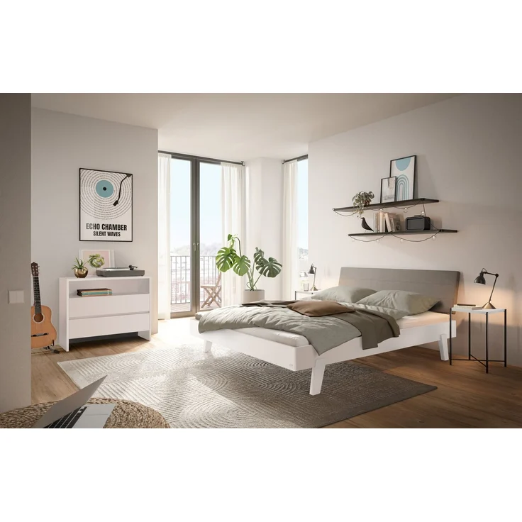 Hasena Polsterbett Vasto Trento Grau-Weiß mit Kopfteil 180x210 cm, Komforthöhe 25 cm MDF weiss deckend – Bild 2