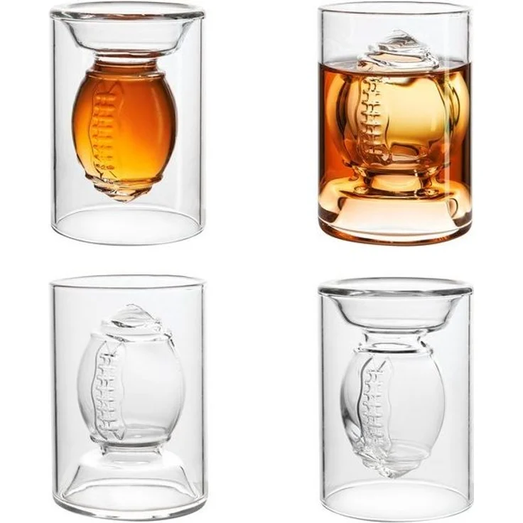 40YARDS Schnapsglas American Football Shotgläser / Trinkgläser / Espressogläser (4 Stück), 4-tlg, Borosilikatglas, Beidseitig befüllbar: 2 cl und 4 cl Volumen – Bild 4