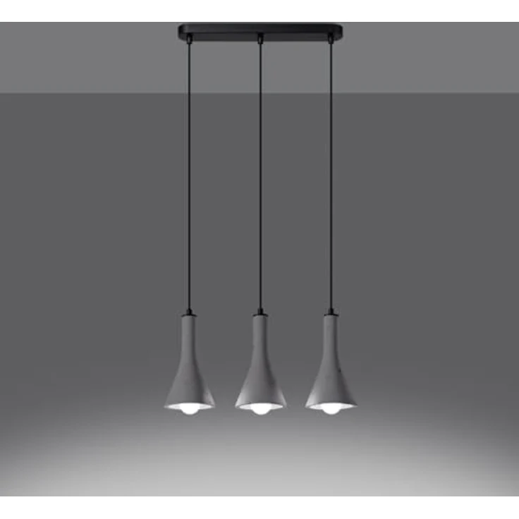 Sollux Lighting Rea 3L Pendelleuchte, industrielle Betonoptik mit schwarzem Stahl, grau – Bild 3