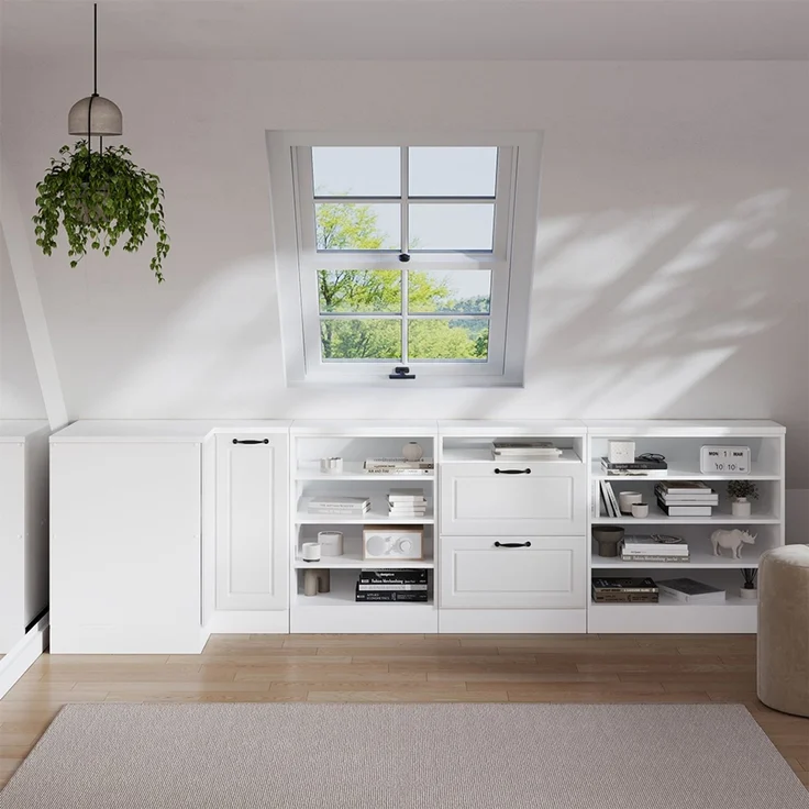 Dachschrägenschrank Eckschrank Rion Weiß Landhaus 75.6 x 81.6 cm mit 1 Tür, Schrankkorpus 60 cm Tiefe Vicco – Bild 3