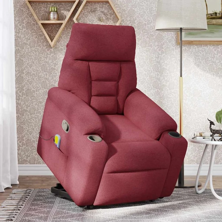 vidaXL Massagesessel mit Aufstehhilfe Weinrot Stoff 3303045 – Bild 2