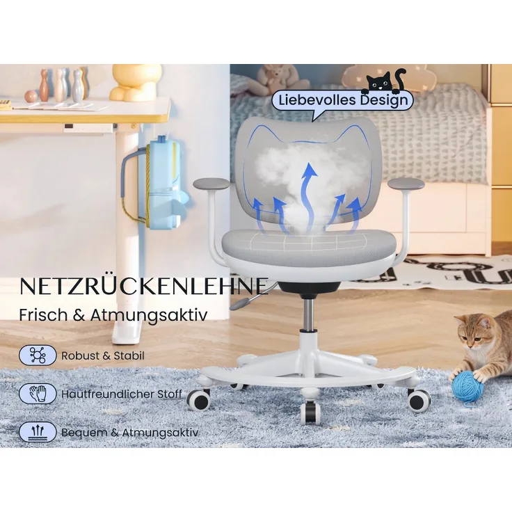 FLEXISPOT Schreibtisch Kinderschreibtisch Höhenverstellbar (16mm Abgerundete Tischecken, LED-Display & 3 Speichertaste), MIT 2xHaken& 1xBecherhalter, Kindertisch Stuhl Set