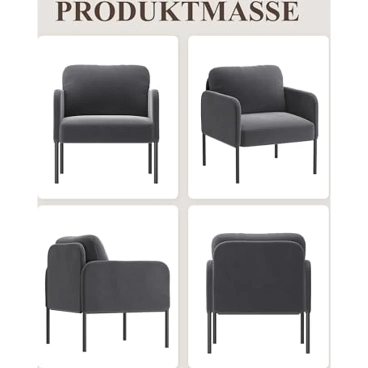 COLAMY Gepolsterter Ohrensessel aus Samt – Moderner Lounge-Sessel mit weicher Rückenlehne, Komfortabler Sessel für Wohnzimmer, Schlafzimmer, Apartment & Leseecke, Grau – Bild 10