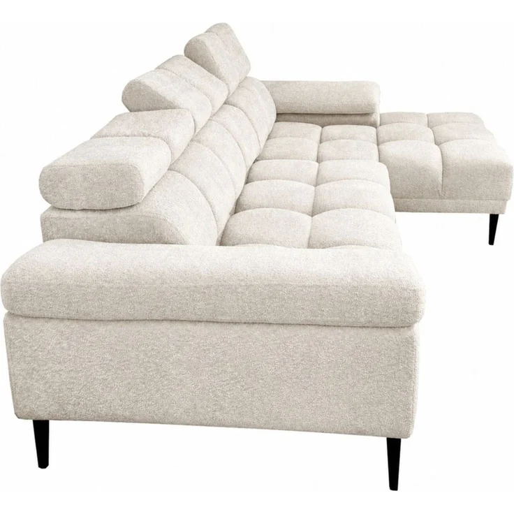Ecksofa Schlafsofa SENVELIO RELAX in Stoff Glam Creme Ottomane Rechts – Bild 4