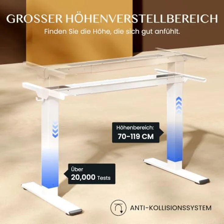 FLEXISPOT Höhenverstellbarer Schreibtisch Gestell E1 PRO mit Doppelmotor | Elektrische Tischbeine höhenverstellbar mit Kabelmanagement & 2 Haken,LED-Höhenanzeige&4 Speicherplätzen fürs Büro&Homeoffice – Bild 7