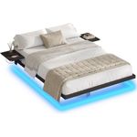 MSMASK Bettgestell LED Beleuchtung und Ladestation, Schwarz (Ohne Matratze)