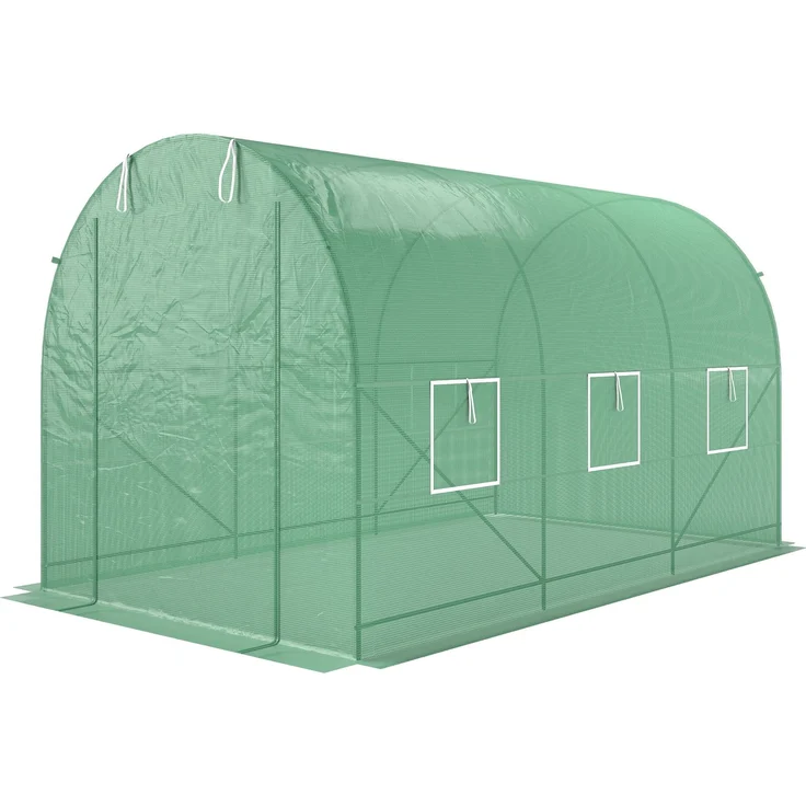 MELAYR, Gewächshaus 350x200x200cm Foliengewächshaus Tomatenhaus mit Tür, 6 Fenster, Grün – Bild 2
