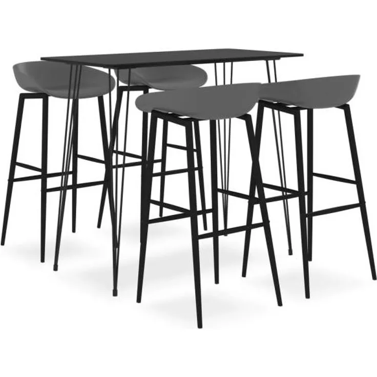 vidaXL 5-tlg. Bar-Set Schwarz und Grau [3057383]