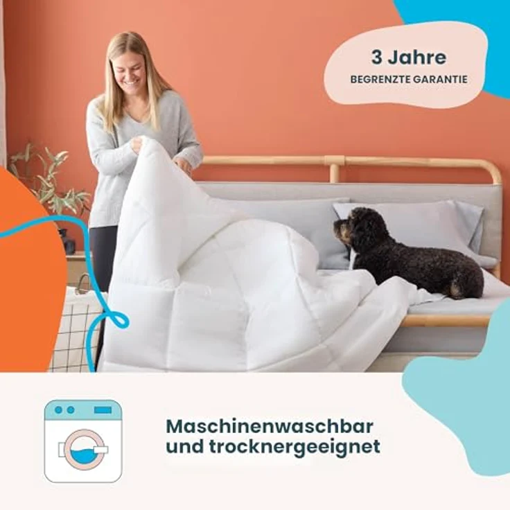 Linenspa Bettdeckenbezug, volle weiße Daunen-Alternative für alle Jahreszeiten, Mikrofaser, volle Größe, Box genäht – Bild 7