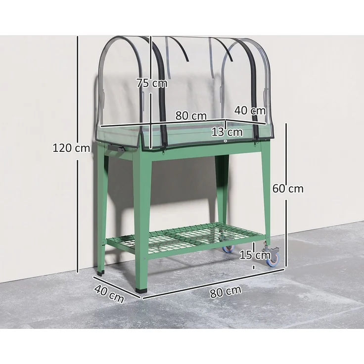 MELAYR, Erhöhter städtischer Garten mit Rädern, 80 x 40 x 120 cm, Grün – Bild 5