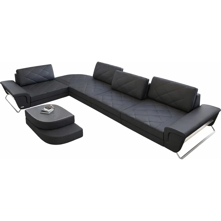 Sofa Dreams - Ecksofa Rotello – Leder - Kunstleder - schwarz-weiß - Rechts – Bild 9