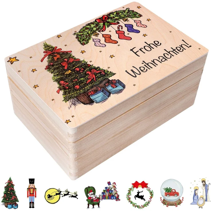 Creative Deco Weihnachtsgeschenke Personalisierte Holzkiste Wunschtext