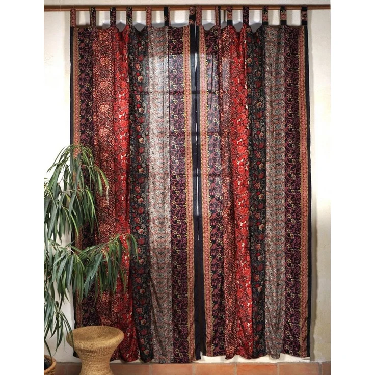 Guru-Shop Vorhang Boho Patchwork Vorhänge, 1 Paar Bohemia Gardine..