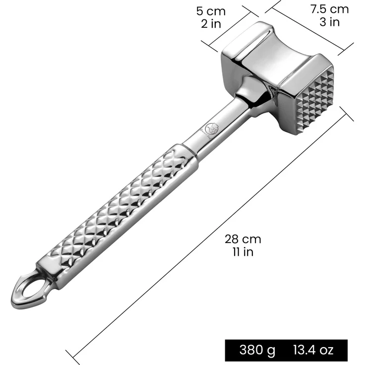Fleischklopfer Original, Fleischhammer Hammer Original, Edelstahl, schweres Modell mit sicherem Griff – Bild 5