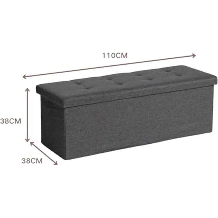 FurnitureR Bank für Kinderzimmer, Ottomane, Stauraum für Kinderspielzeug, Aufbewahrungstruhe innen mit abnehmbarem Fach, Grau, 110 x 38 x 38 cm – Bild 2