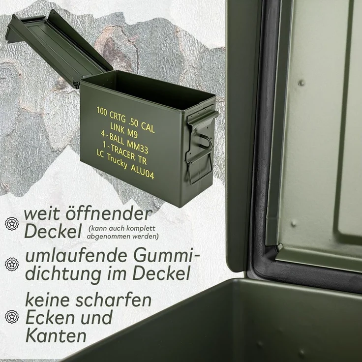 Trucky Aufbewahrungsbox Ammo Box Munitionsbox Box Metallkiste Metallbox Grün Metall – Bild 3