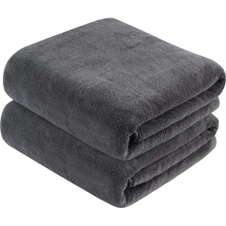 2er Pack KinHwa Mikrofaser Handtuch XXL 76x152cm Dunkelgrau Schnelltrocknend