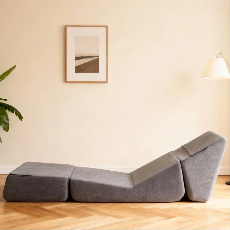 OKWISH Sofa Loungesofa, Klappbares Schlafsofa, Umwandelbare Mini Lounge Couch aus Schaumstoff, 3-fach faltbar, ideal als Chaiselongue für kleine Räume – Bild 3