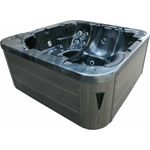 XXL Luxus-SPA LED-Whirlpool-Set, 215 x 215 cm, mit Farblicht, für Outdoor & Indoor, für 5 Personen, grau