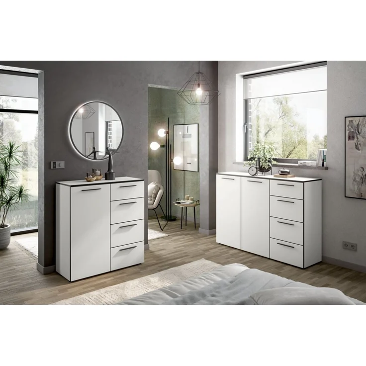 Novel 'SOUL' Sideboard, Holznachbildung weiß, 135 x 99.8 x 40 cm, mit Softclose und Schubladen – Bild 5
