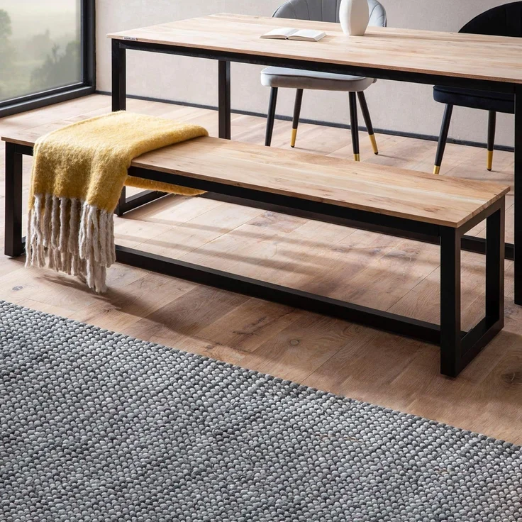 Esszimmerbank 120x40x45cm Akazie Massivholz Metall Loft-Style Industrial – Bild 2