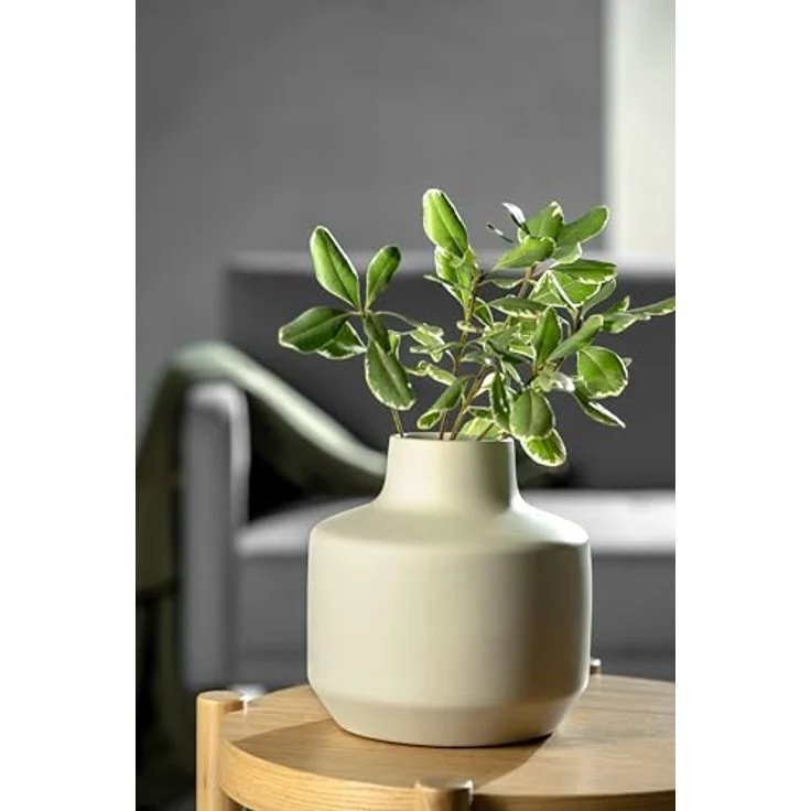 LEONARDO HOME Milano Keramikvase, moderne Dekovase für kunstvolle Blumen-Bouquets, creme, Höhe 21,5 cm – Bild 4