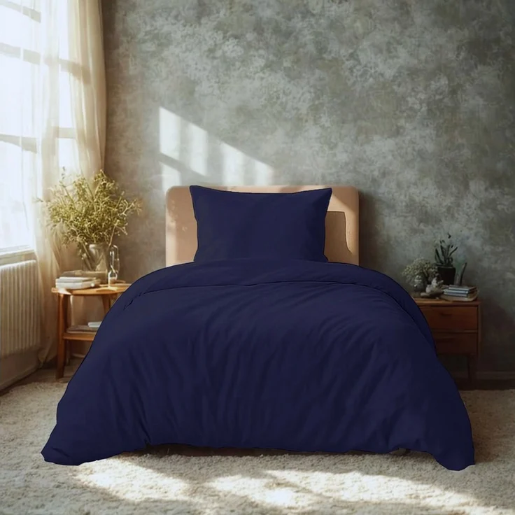 Komfortec Premium Superweiches Bettwäsche 2teilig 155x220 cm Bettbezug + 80x80 cm Kissenbezüge, gebürstet 100% Mikrofaser, Blau – Bild 1