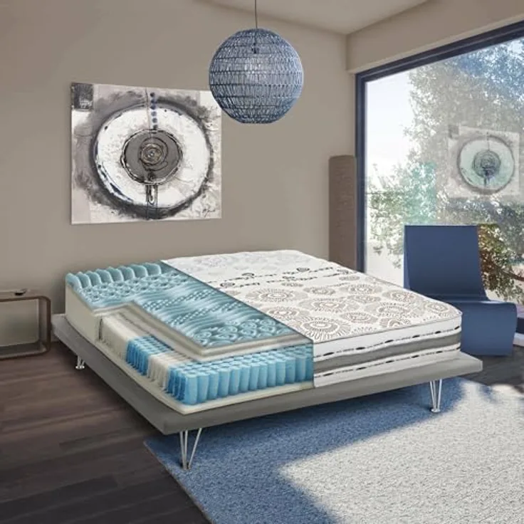 Talamo Italia - Delia-Doppelmatratze, abnehmbarer Bezug aus Memory-Schaum und unabhängigen Mikrofedern, 100 % Made in Italy, milbenhemmend und hypoallergen, 120 x 190 x 25 cm