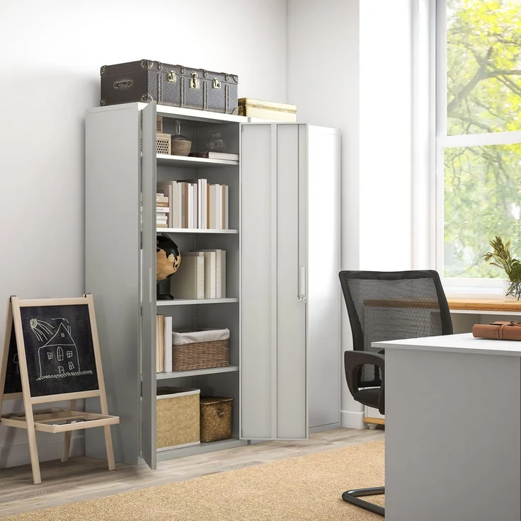 MELAYR, Aktenschrank, Büroschrank, 5 Regale, Metall, 80B x 40T x 180H cm, Weiß, 80 x 40 x 180 cm – Bild 3